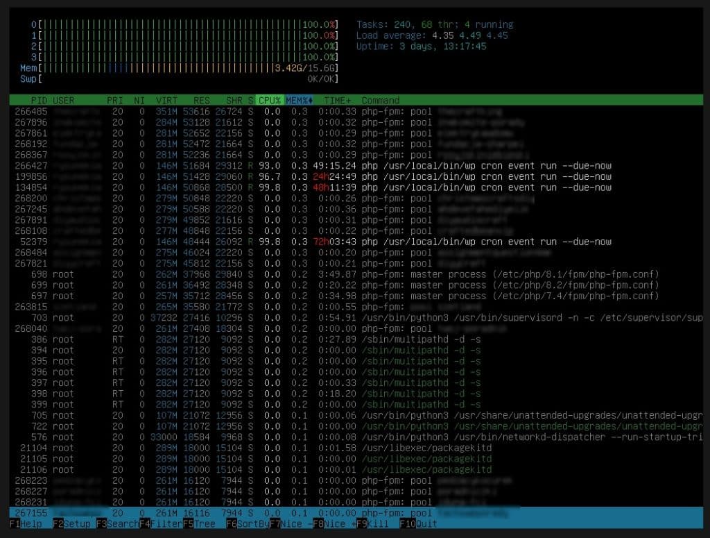Obrazek przedstawia narzędzie htop